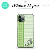 iPhone11Pro iPhone11 Pro スマホケース ハードケース チェック ボーダー 緑 +アルファベット メンズ レディース nk-i11p-1603i
