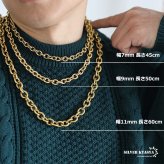 ステンレス あずきチェーンネックレス ゴールド 金 18K GP 重量感 ゴールドネックレス 太め 細め 幅9タイプ 切れにくい 錆びにくい 金属アレルギー対応