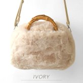 【EARTH MADE アースメイド】FUR BAMBOO ファー バンブーハンドル 2way ショルダー トートバッグ (E8187)正規品 レディース 秋 冬 ハンドバッグ ナチュラル 新作 シンプル おしゃれ コーディネート 人気 60代 50代 40代 30代
