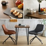 ダイニング家具 2人用 ダイニングテーブルセット カフェ風ダイニングテーブル 3点セット ダイニング3点セット ダイニングセット 2人掛け 2人用テーブル 回転式 ダイニングチェア2脚セット テーブル幅75cm 奥行56cm 高さ73cm