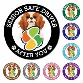 カーサイン 高齢者マーク SENIOR SAFE DRIVER キャバリアキングチャールズスパニエル マグネット 強力 直径13cm 肉球 日本製 車 ステッカー