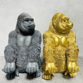 スマホスタンド おしゃれ 卓上 ゴリラ 置物 高さ18cm 動物 黒 金 グッズ 金色 アニマル オブジェ 縁起物 豪華 プレゼント ギフト かわいい  リアル おもしろインテリア スマホホルダー デスク ガーデンオーナメント 玄関 雑貨 写真立て メニュー立て 面白い ゴールド woobia