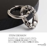 ステンレス チェーンの一コマピアス ドロップ クロス フープピアス ごつめ 揺れる かっこいい シルバー 片耳1点 十字架 大きめ 存在感 メタル メンズ 男性 金属アレルギー対応 イヤリング
