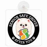 カーサイン 高齢者マーク SENIOR SAFE DRIVER ポメマル 車内用 吸盤タイプ 収れん火災防止タイプ 肉球 日本製 車 ステッカー