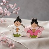 国産ヒノキの花雛｜可愛らしい木のひな人形｜木製ひな人形｜ひな祭り・桃の節句の節句飾り