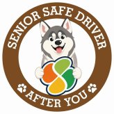カーサイン 高齢者マーク SENIOR SAFE DRIVER シベリアンハスキー ステッカー シール 直径13cm 肉球 日本製 車