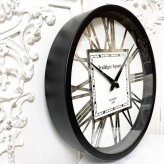 収納家具 ラック モダン 壁掛時計(RD) ブ 黒