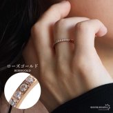 ステンレス ハーフエタニティリング スタッズ ストーンリング 細身 ゴールド シルバー ピンク 指輪 シンプル キラキラ お洒落 ピンキー 細め ワンポイント 高級感 プチプラ レディース 女性 金属アレルギー対応