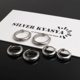 ステンレス 定番 フープピアス シンプルピアス ゴールド シルバー 幅3mm 3サイズ プチプラ メタル 小さめ 細身 プレーン ノーマル セカンド つやつや 両耳2点 レディース 女性 イヤリング 金属アレルギー対応