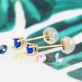 ハワイアンジュエリー ピアス 9月の誕生石 サファイア スタッドピアス イエロー ピンク ホワイト 選べる カラーストーン 片耳(1個)購入可 K14ゴールド 14K シリコンキャッチ シンプル BY THE SEA 20G ゲージ バイザシー プレゼント ハロウィン 【品番：GE107-9】