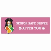 カーサイン 高齢者マーク SENIOR SAFE DRIVER バーニードゥードル ステッカー シール 長方形 15x5cm 肉球 日本製 車