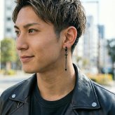 【在庫限り】イヤーカフ クロス フェイクピアス メンズ レディース アレルギー サージカル ステンレス フープ チェーン ノンホール ピアス穴不要 中折れ 黒 片耳 1個 男性 韓国 アクセサリー かっこいい イヤリング