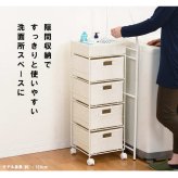 収納家具 ラック ランドリー 4段 幅30.5cm カゴ 洗濯かご 4個つき 洗濯機 収納 おしゃれ スリム 縦型 洗濯機収納 ランドリー収納 ホワイト グレー 収納棚 洗濯物 洗面所 脱衣所
