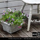 プランター おしゃれ アンティーク バスケット型 かご風 幅38.5cm 横長 植木鉢 鉢カバー マグネシウム 底穴あり 屋外 ベランダ 玄関 寄せ植え ガーデニング 石調 ホワイト 完成品 フラワーポット イングリッシュガーデン オールドバスケット