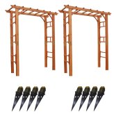 ガーデン エクステリア 天然木製アーチ アーチ 木製 パーゴラ DIY キット 菜園 鉢置き 花置き台 玄関 バルコニー ベランダ 屋外 おしゃれ お庭 ガーデニング 園芸 190 2台（土中用金具セット） FLPG-R1900UB-2PSETアーチ 新生活