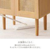 ラック 韓国風 キャビネット 天然素材 藤 ラタン 編み 手作業 整理 収納力 木目調 通気性 扉収納 リビング収納 小物 本 雑誌 作業台 幅54cm おしゃれ 天然木 ワンルーム 一人暮らし ナチュラル かごめ編み RCC-1240 新生活