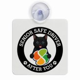 カーサイン 高齢者マーク SENIOR SAFE DRIVER 黒 車内用 吸盤タイプ 収れん火災防止タイプ 肉球 日本製 車 ステッカー