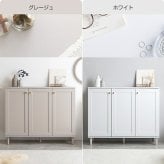 3枚扉キャビネット 幅110cm×奥行38cm×高さ90.2cm 可動棚 大容量 パーティクルボード MDF 天然木 メラミン 組立品 海外インテリアのような上品で華やかなお部屋づくりにぴったりです 日用品や家電の収納に便利です グレージュ ホワイト