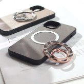 iphone16 ケース レザー リング付き iphone16e iphone16Pro iphone16Plus iphone16ProMAX 本革 マグセーフ対応 magsafe対応 16 16e 16plus 16pro 16promax アイフォン16 アイフォン16promax スマホリング リング ホルダー スタンド ヒョウ柄 レオパード柄 グレー 送料無料