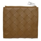 ボッテガヴェネタ BOTTEGA VENETA 二つ折り財布 レディース イントレチャート キャメル ブラウン 茶 小銭入れ付き ミニ財布 本革 ラムレザー ファスナー小銭入れ カード入れ6つ 600270 V48A1 2596