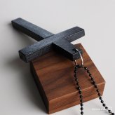 ビッククロスネックレス 特大 十字架 ブラックネックレス ボールチェーン 重ね付け ゴシック 存在感 ロングネックレス 大きめ ウッド レディース 女性 ペンダント