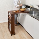 バタフライテーブル 幅70cm×高さ87cmタイプ バタフライテーブル 幅70cm 奥行き42cm 高さ87cm キャスター付き 拡張テーブル スリムラック オープンラック 棚 ラック キッチン収納 調味料ラック 補助テーブル ナチュラル シンプル 北欧 レトロ 西海岸 ミッド