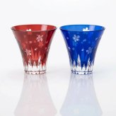  【全2色より選べる】 ギフト桐箱入り 切子グラス 富士桜 青 赤 コップ ギフト プレゼント インバウンド 富士山