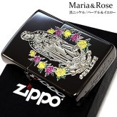 ZIPPO マリア＆ローズ ブラックニッケル パープル イエロー ジッポ ライター 黒 エッチング彫刻 薔薇 おしゃれ Ave Maria 紫 黄 ギフト プレゼント メンズ レディース
