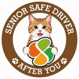 カーサイン 高齢者マーク SENIOR SAFE DRIVER 茶白 ステッカー シール 直径13cm 肉球 日本製 車