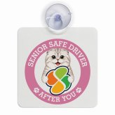 カーサイン 高齢者マーク SENIOR SAFE DRIVER スコティッシュフォールド 車内用 吸盤タイプ 収れん火災防止タイプ 肉球 日本製 車 ステッカー