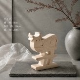 国産ヒノキ 干支の組み木｜丑（ウシ）の木製飾り｜無塗装｜お正月のインテリア・贈り物
