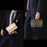 スモールクロコダイル ヌメ革 メンズ セカンドバッグ 2way ショルダーバッグ GranCroco センター取り 一枚革 かぶせ開閉 立ち上がりハンドル A5収納 ミニポケット 希少 本革 高級 レザー 鞄 保証書付 プレゼント ギフト 4FA (06002004-mens-1r)