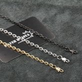 高品質ステンレス あずきチェーンネックレス 太角チェーン 小豆チェーン ゴールド シルバー ブラック 金 銀 黒 45cm 50cm 60cm 幅4mm