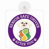 カーサイン 高齢者マーク SENIOR SAFE DRIVER マルペキ 車内用 吸盤タイプ 収れん火災防止タイプ 肉球 日本製 車 ステッカー