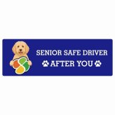 カーサイン 高齢者マーク SENIOR SAFE DRIVER ラブラドゥードル ステッカー シール 長方形 15x5cm 肉球 日本製 車