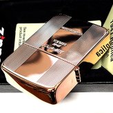 ZIPPO 1941復刻 プレミアムシャイン 鏡面カッパー ジッポ ライター ロゴ 両面加工 ストライプ おしゃれ 丸角 高級 かっこいい メンズ ギフト プレゼント