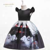 ハロウィン 衣装 子供ドレス 子供用 ハロウィンコスプレ 仮装 魔法使い 可愛い 魔女コスプレ コスチューム ワンピース ミモレ丈 コスプレ衣装 ドレス ハロウィン仮装 オレンジ ブラック カボチャ 女の子 3点セット 110 120 130 140 (WS016)