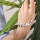 ハワイアンジュエリー ブレスレット 刻印 無料 誕生石入れ可 幅11mm IDプレート シルバー925 文字 ブレスレット パーツ 名入れ ブレスレット BY THE SEA バイザシー メンズ レディース 誕生日 プレゼント ハロウィン 【品番：BL101】
