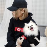 名入れ ペアパーカー 犬 飼い主 お揃い 刺繍 バナー ★ ストリート デザイン ペット ペアルック フーディー ギフト 誕生日 父母の日 敬老 名前入り メンズ レディース