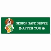カーサイン 高齢者マーク SENIOR SAFE DRIVER コーイケルホーンディエ ステッカー シール 長方形 15x5cm 肉球 日本製 車