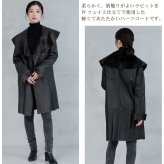 ラビット Wフェイス 軽量コート ビッグカラー/レディース ラビットコート 軽い 冬 一枚仕立て シェアード 軽量 暖かい 毛皮 ファー 本革 女性用 革 Aライン 着やせ 秋 冬 母 女性 ギフト プレゼント 7F (01000586r)