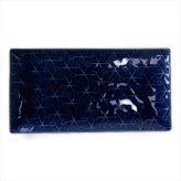 旅籠 長角皿 藍 24.5×13cm 320g ネイビー 長角 プレート 網代 刺身皿 角皿 ホームパーティー おしゃれ インスタ映え 皿 食器 陶器 日本製 美濃焼 和食器 小田陶器 食洗器対応 ギフトカード対応