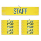 【送料無料】腕章 スタッフ ブルー 10枚セット 日本製 マジックテープ 安全ピン付き イベント 学校 STAFF