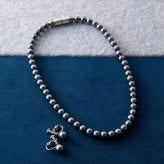 ジョルジュ レッシュ マグネット貝パールネックレス&イヤリングセット 濃グレー 467-0569-11  内祝 内祝い お祝 御祝 記念品 出産内祝い プレゼント 快気祝い 粗供養 引出物