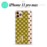 iPhone11ProMax iPhone11pro max スマホケース ハードケース チェック ドット 黄 +アルファベット メンズ レディース nk-i11pm-1522i
