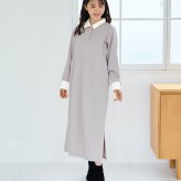 【送料無料】授乳服〈授乳〉ポロカラーワンピース