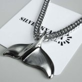 ステンレス ホエールテールネックレス ハワイアンネックレス ダブル喜平ネックレス 6面カット 50cm 60cm シルバー ドルフィンテール いるか クジラ 中折れ式 メンズ 男性 金属アレルギー対応 ペンダント