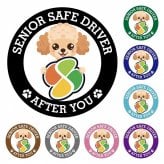 カーサイン 高齢者マーク SENIOR SAFE DRIVER チワプー ステッカー シール 直径13cm 肉球 日本製 車