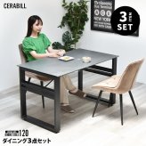 CERABILL 収納付きダイニングテーブル 幅120&ボックスチェア 3点セット CESE0367 ダイニングセット テーブル・椅子２脚セット セット商品 シンプルスタイル モダン 角型 ガラス セラミック 新生活