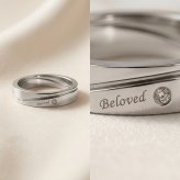 【レーザー刻印対応】【15文字まで刻印◎】ペアリング アクセサリー 指輪 サージカルステンレス ダイヤモンド ハート シルバー ローズゴールド メンズ レディース【送料・刻印無料】